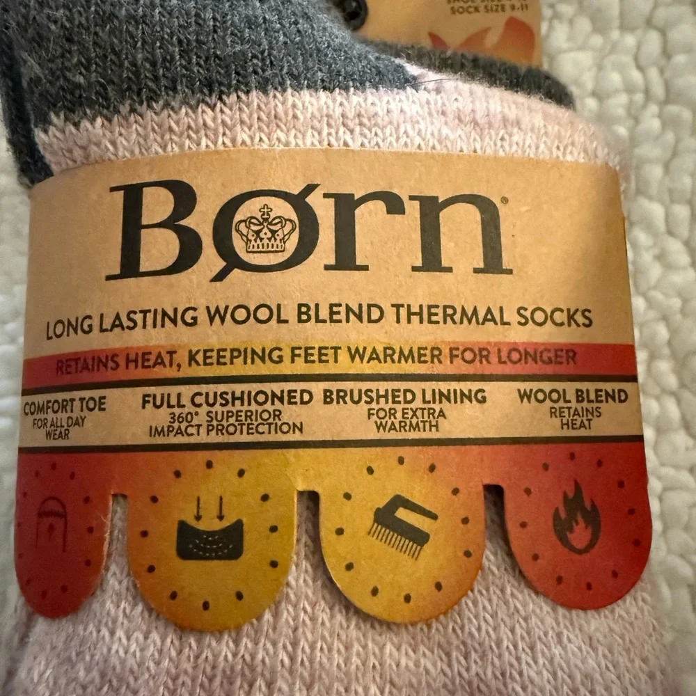 Born Pink and Gray Wool Blend Thermal Socks